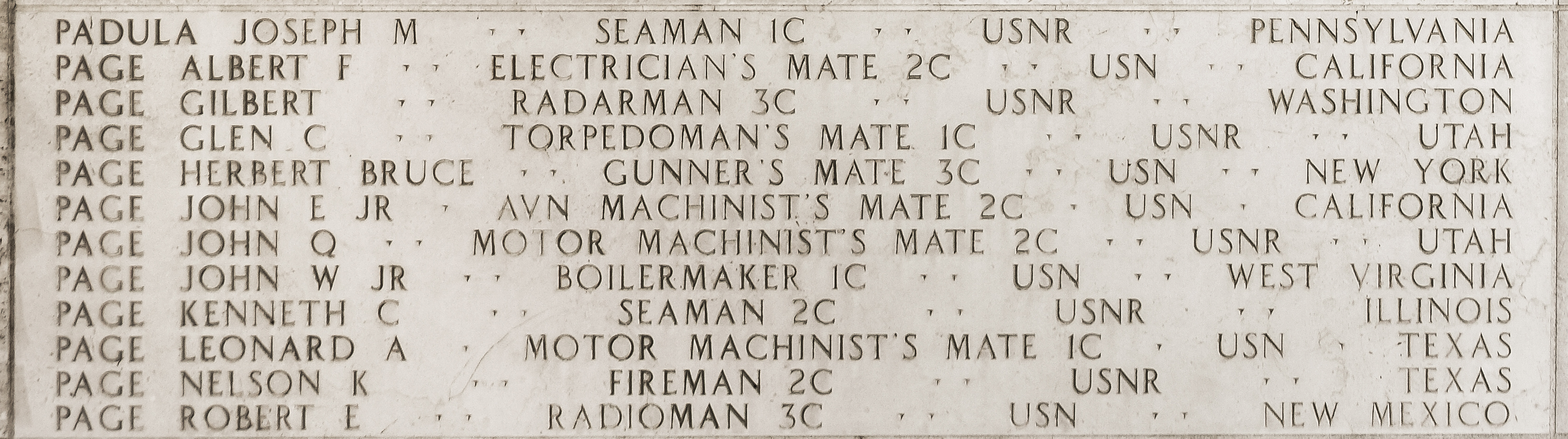 Robert E. Page, Radioman Third Class